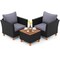 3-Piece Furniture Set with Rattan Single Sofa Acacia Wood Coffee Table Including Cushions for Outdoor and Indoor Use